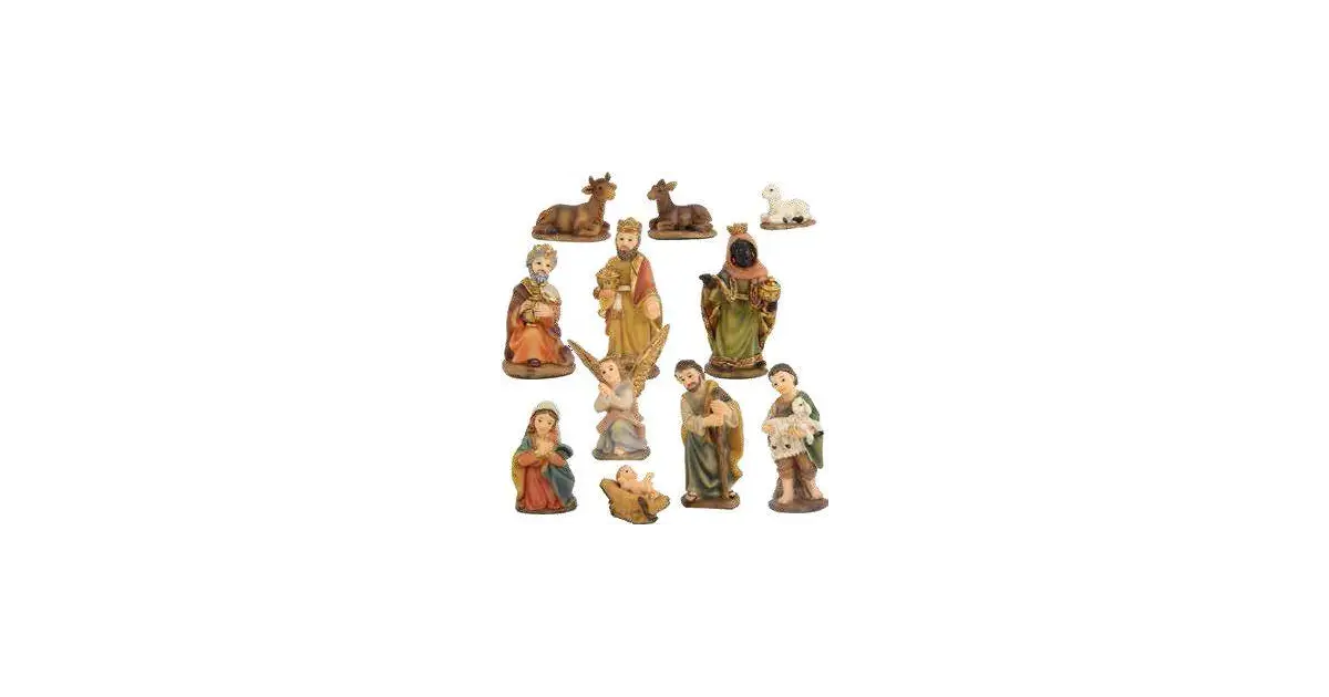 Crèche De Noël Avec 11 Santons En Résine Décorée 24cm | Décoration De Noël Traditionnelle, Idée Cadeau Fêtes